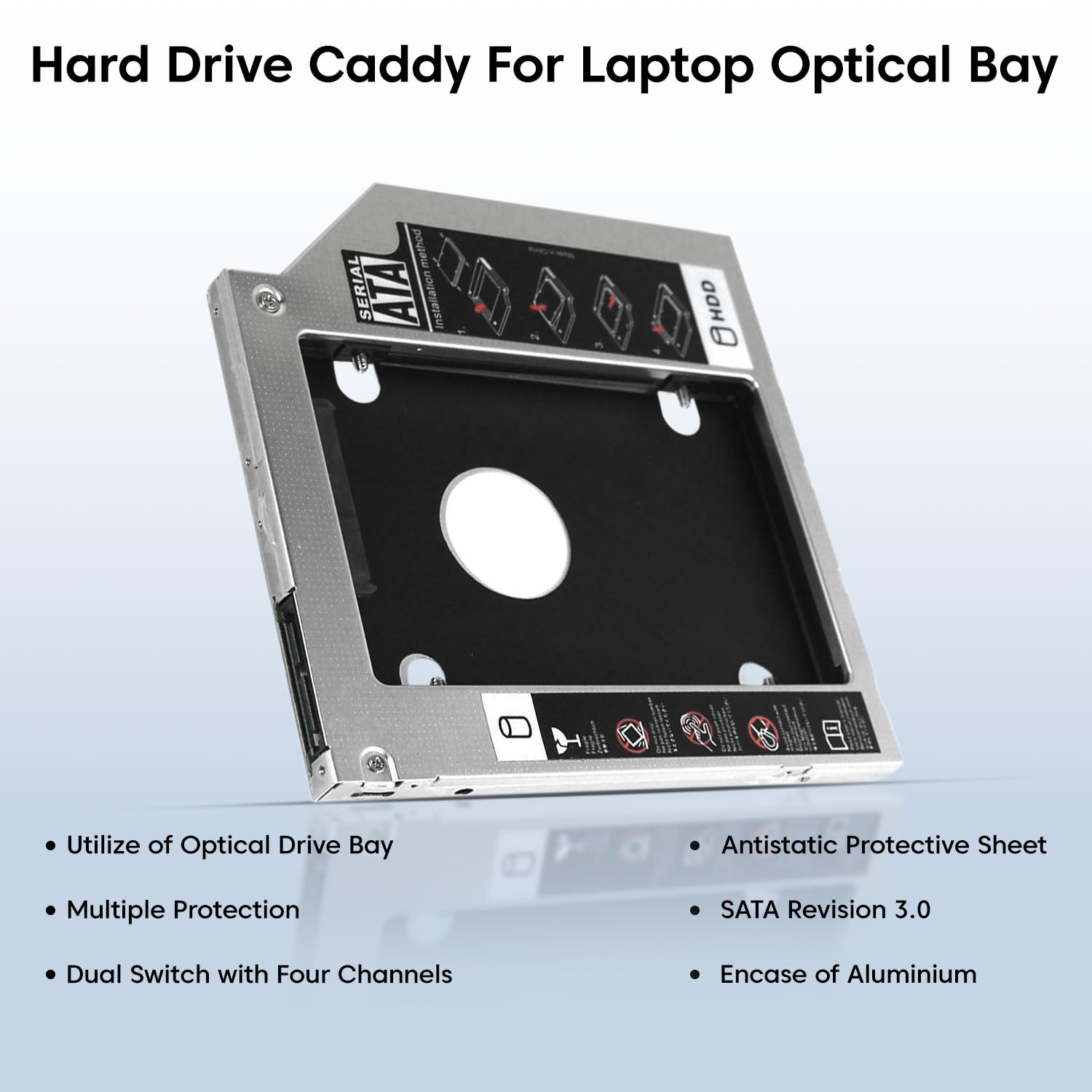 Sounce 9.5mm Optical Bay Hard Drive Caddy for SSD & HDD